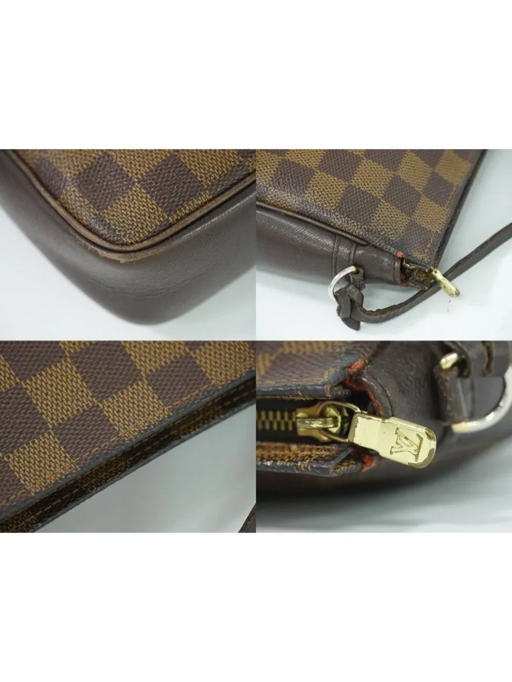 Louis Vuitton LV Trousse Makeup Damier Ebene Pouch Handbag Brown